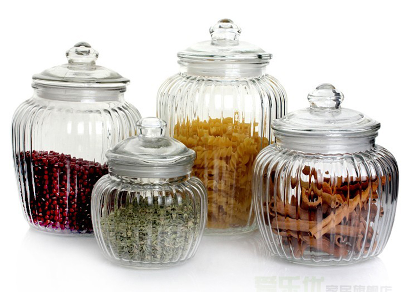 Glass bottle jar, glass storage jar, food glass jar